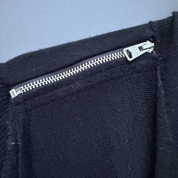 Allsaints Womens black Drina Asymmetrical Drape merino wool knit Jacket sz Small - Picture 6 of 12